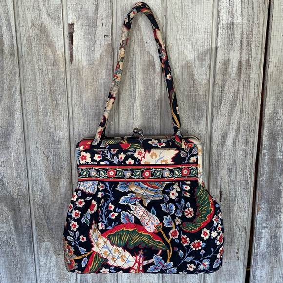 Retired Vera Bradley handbag & zip around wallet multi colors blues floral print - Picture 13 of 15
